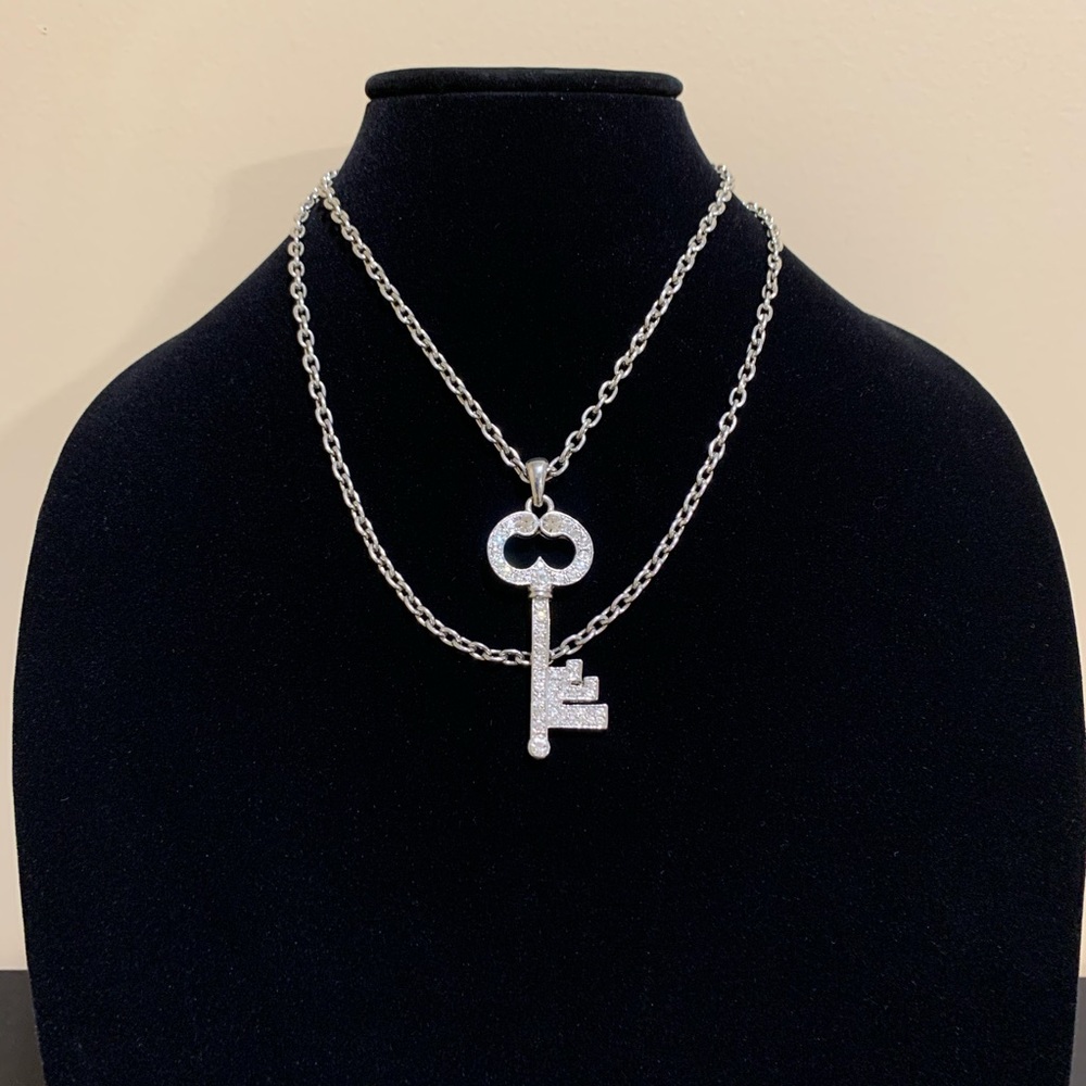 Adjustable crystal key necklace